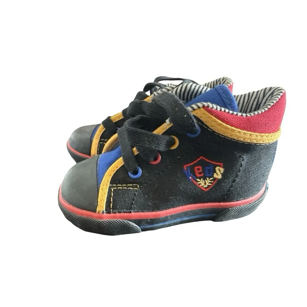 Vintage Keds‎ toddler 5 M all sport black primaryi colors hi top new 90s